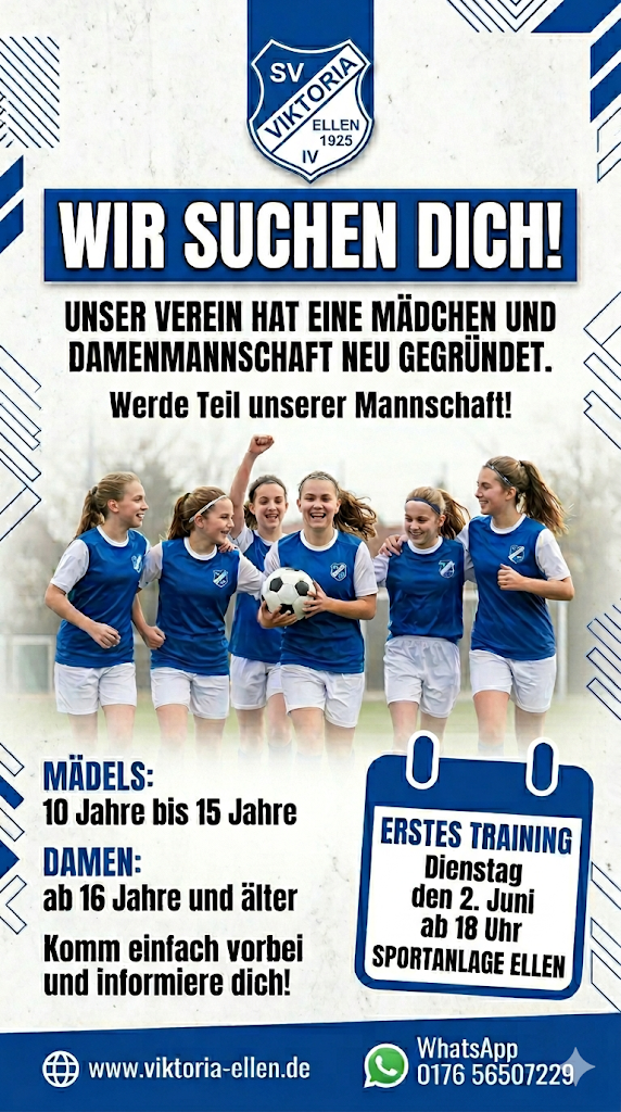 SV Viktoria Ellen Neugründung Damenmannschaft Fussball